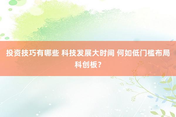 投资技巧有哪些 科技发展大时间 何如低门槛布局科创板？