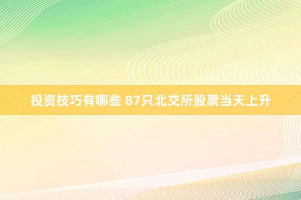 投资技巧有哪些 87只北交所股票当天上升