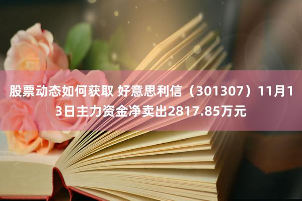 股票动态如何获取 好意思利信（301307）11月13日主力资金净卖出2817.85万元