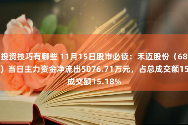 投资技巧有哪些 11月15日股市必读：禾迈股份（688032）当日主力资金净流出5076.71万元，占总成交额15.18%