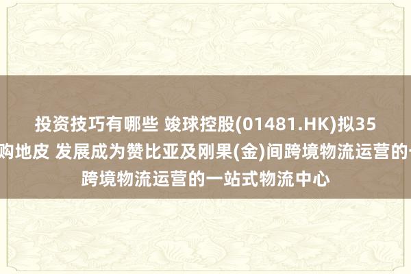 投资技巧有哪些 竣球控股(01481.HK)拟350万好意思元收购地皮 发展成为赞比亚及刚果(金)间跨境物流运营的一站式物流中心