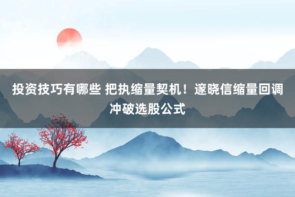 投资技巧有哪些 把执缩量契机！邃晓信缩量回调冲破选股公式