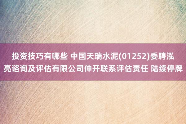 投资技巧有哪些 中国天瑞水泥(01252)委聘泓亮谘询及评估有限公司伸开联系评估责任 陆续停牌