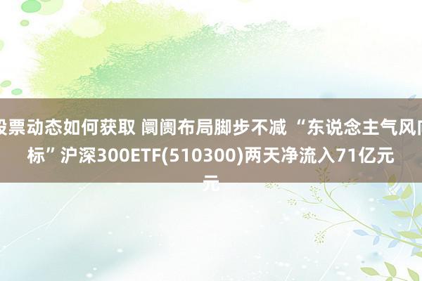 股票动态如何获取 阛阓布局脚步不减 “东说念主气风向标”沪深300ETF(510300)两天净流入71亿元