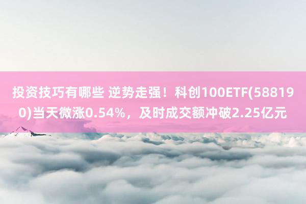 投资技巧有哪些 逆势走强！科创100ETF(588190)当天微涨0.54%，及时成交额冲破2.25亿元