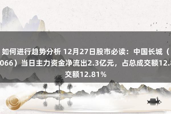 如何进行趋势分析 12月27日股市必读：中国长城（000066）当日主力资金净流出2.3亿元，占总成交额12.81%