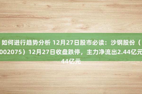 如何进行趋势分析 12月27日股市必读：沙钢股份（002075）12月27日收盘跌停，主力净流出2.44亿元