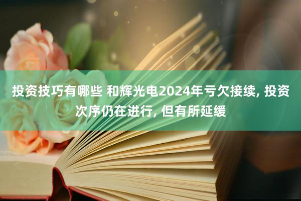 投资技巧有哪些 和辉光电2024年亏欠接续, 投资次序仍在进行, 但有所延缓