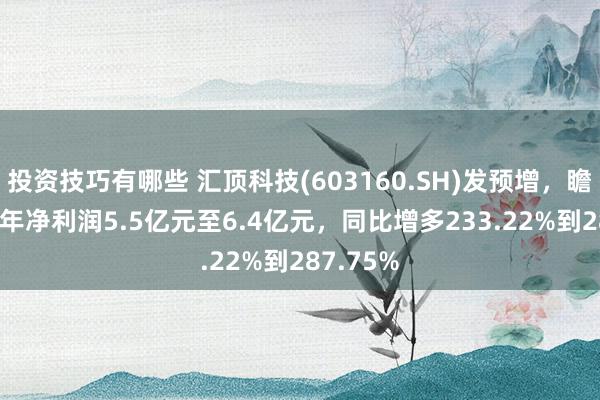 投资技巧有哪些 汇顶科技(603160.SH)发预增，瞻望2024年净利润5.5亿元至6.4亿元，同比增多233.22%到287.75%