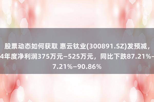 股票动态如何获取 惠云钛业(300891.SZ)发预减，展望2024年度净利润375万元—525万元，同比下跌87.21%—90.86%