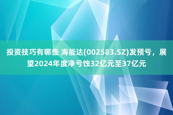 投资技巧有哪些 海能达(002583.SZ)发预亏，展望2024年度净亏蚀32亿元至37亿元