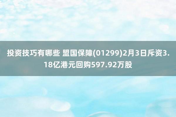 投资技巧有哪些 盟国保障(01299)2月3日斥资3.18亿港元回购597.92万股