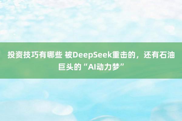 投资技巧有哪些 被DeepSeek重击的，还有石油巨头的“AI动力梦”