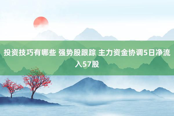 投资技巧有哪些 强势股跟踪 主力资金协调5日净流入57股