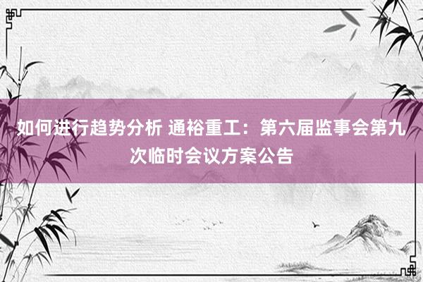 如何进行趋势分析 通裕重工：第六届监事会第九次临时会议方案公告