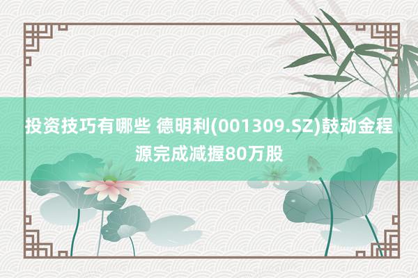 投资技巧有哪些 德明利(001309.SZ)鼓动金程源完成减握80万股