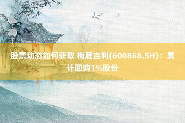 股票动态如何获取 梅雁吉利(600868.SH)：累计回购1%股份