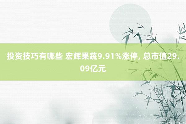 投资技巧有哪些 宏辉果蔬9.91%涨停, 总市值29.09亿元